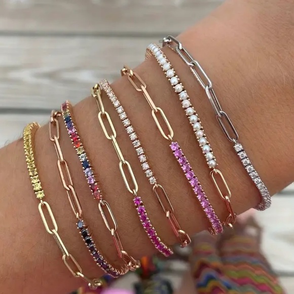 Anthropologie Jewelry - NWOT Paperclip Chain Tennis Bracelet